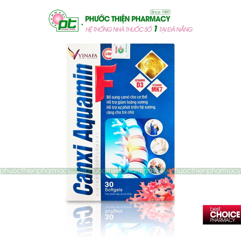 Viên uống bổ sung canxi d3k2 viên nang mềm chiết xuất tảo biển đỏ Canxi Aquamin F, D3, MK7 Lọ 30 Viên