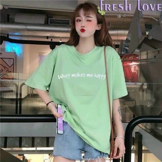 Áo phông form rộng tay lỡ unisex freesize 40-70kg milk xanh ngọc