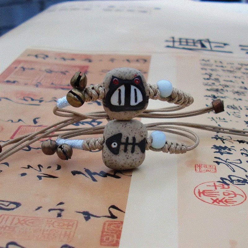Vòng Tay Hạt Gốm - Vòng tay đôi mèo và xương cá [ HANDMADE ]