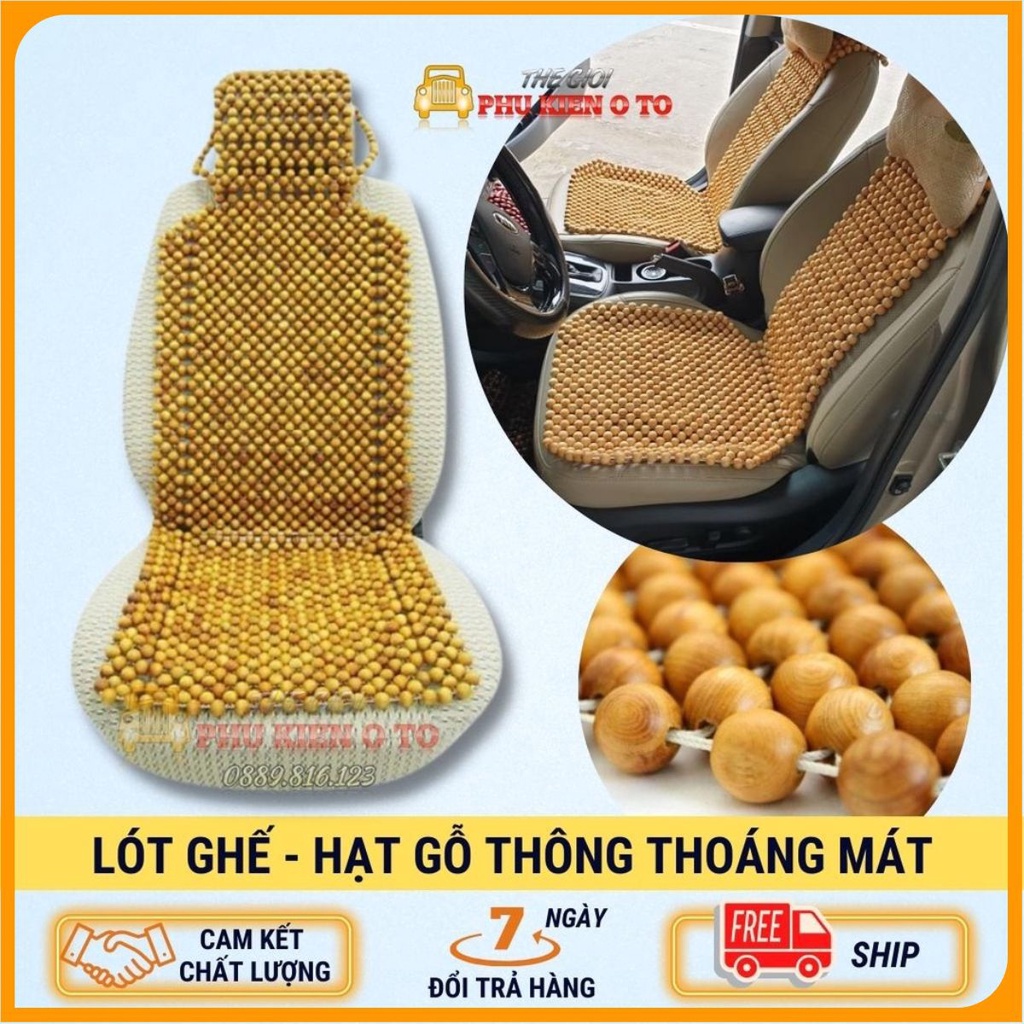 Lót ghế ô tô hạt gỗ thông tự nhiên - Bền, Đẹp, Thoáng Mát lắp vừa cho mọi dòng xe