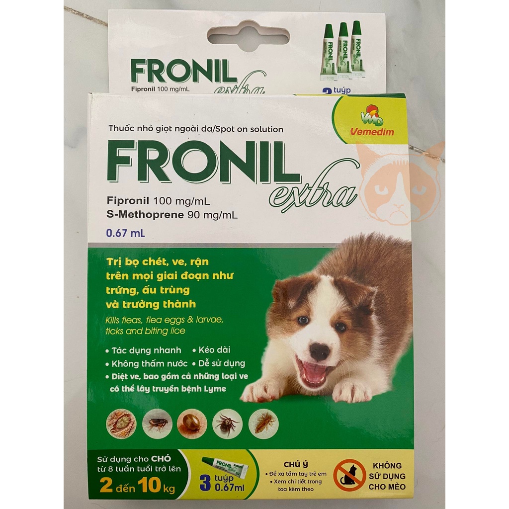 1 tuýp nhỏ gáy Fronil Extra dành cho chó 2-10kg