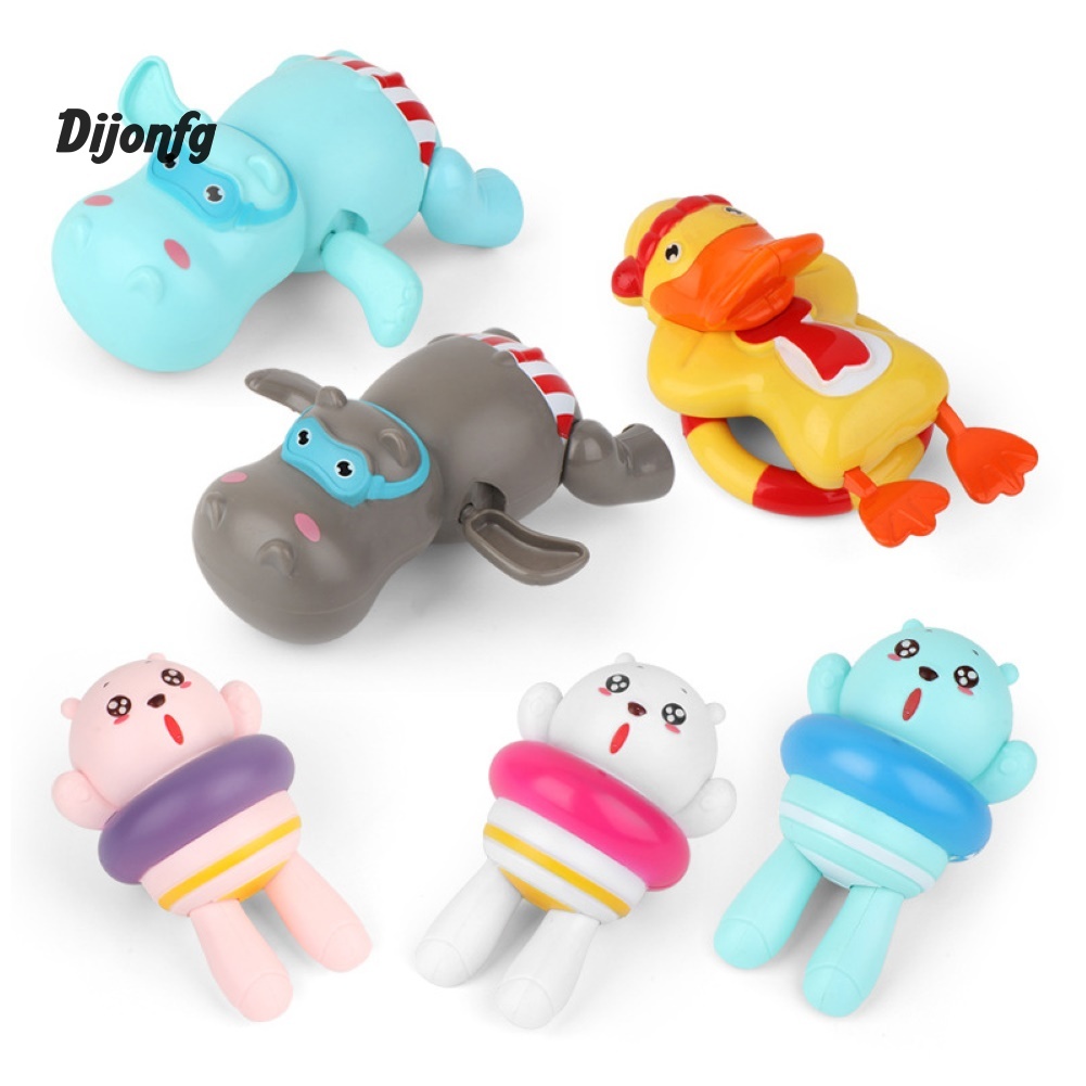 Di Baby Cute Hippo Bear Duck Wind Up Clockwork Bathroom Water Play Game Bath Toy