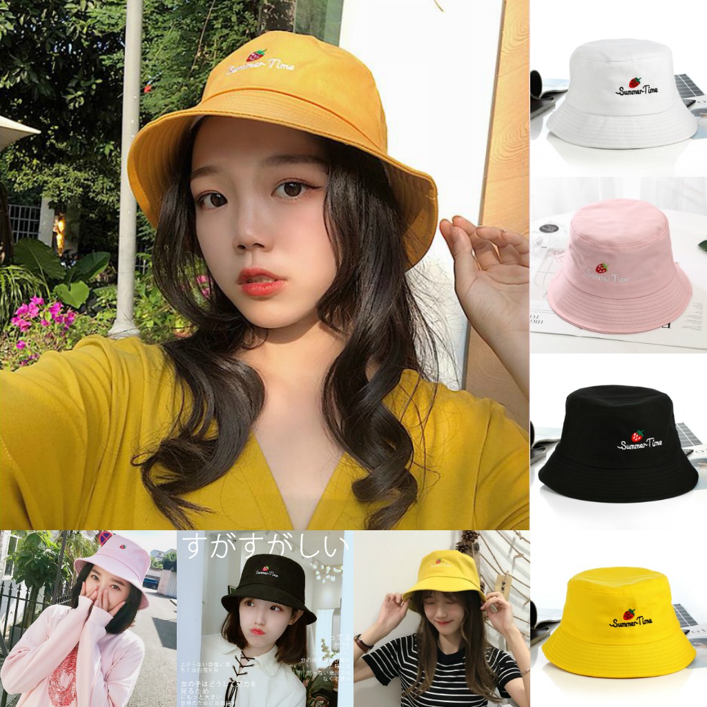 Mũ Ulzzang Summer Time icon Dâu Tây ( Mũ Bucket Dâu Tây )