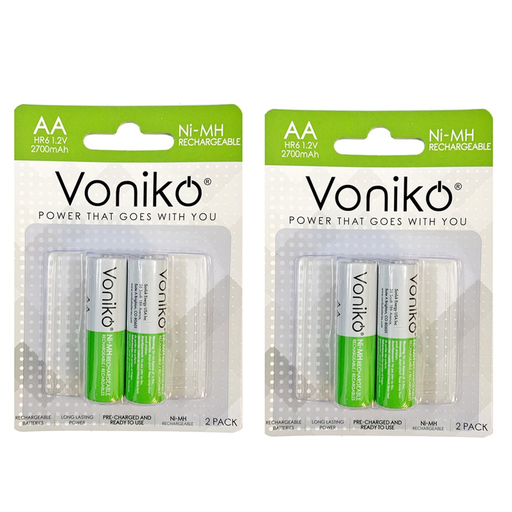 Pin sạc VONIKO USA AA HR6 1,2v 2700mAh 2 vỉ 4 viên