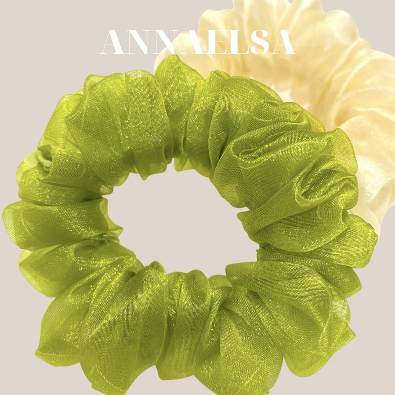 ANNAELSA Dây Cột Tóc - Scrunchies Vải Voan Màu Sắc Dễ Thương S013