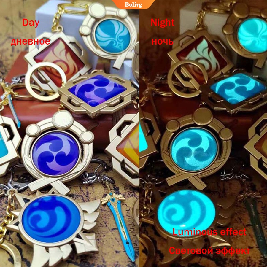Móc khóa chủ đề game Genshin Impact/Inazuma mặt hình mắt thần phát sát dùng làm phụ kiện trang trí/đạo cụ hóa trang