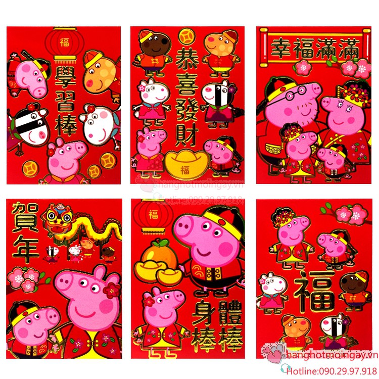 combo 6 bao lì xì Peppa Pig LX105
