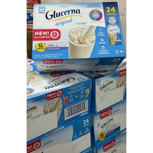 11/2023- LỐC 6 CHAI SỮA NƯỚC ABBOTT GLUCERNA SHAKE VANILLA - USA