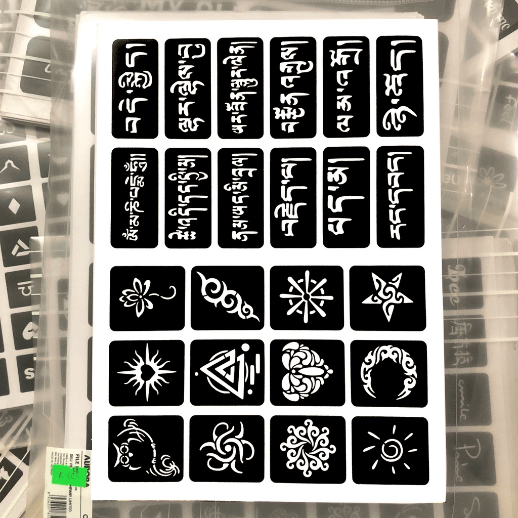 [KX01] Khuân Xăm Tạm Thời Tattoo, Khuân Xương Cá, Mũi Tên, Khuân Chữ La Mã, Chữ Ả Rập Siêu Cute, Kem Xăm Hanna
