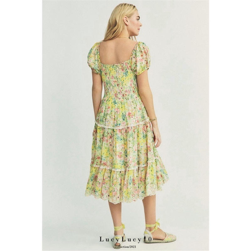 Đầm Zara hoa nhí dáng xòe maxi DH1NXG93N10