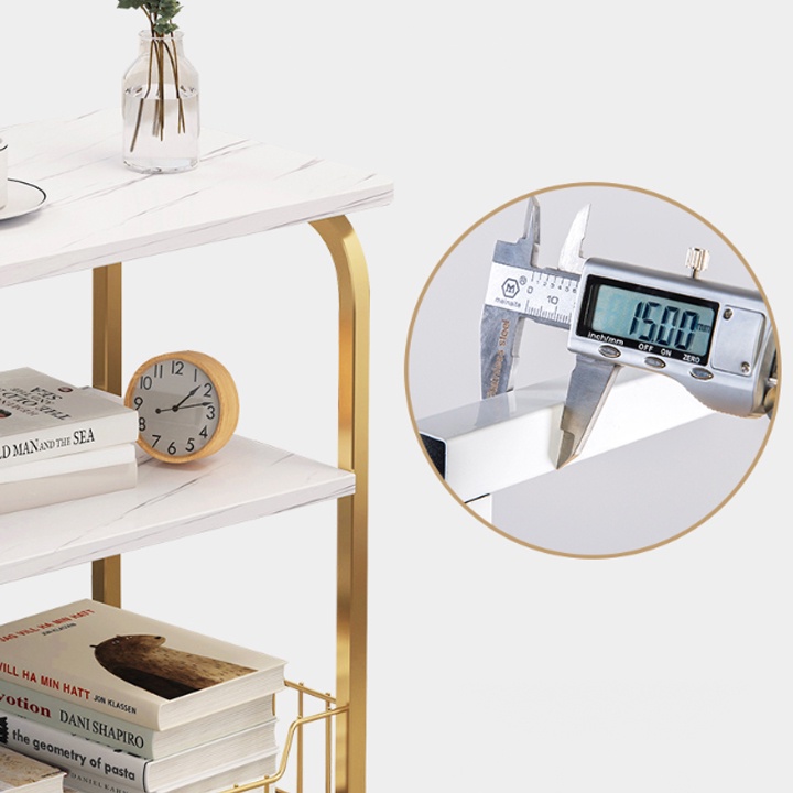 Bàn Trà Bàn Sofa Trang Trí Phòng Khách Phòng Ngủ Mặt Gỗ MDF Chân Bàn Khung Kin Loại Mạ Màu Vàng