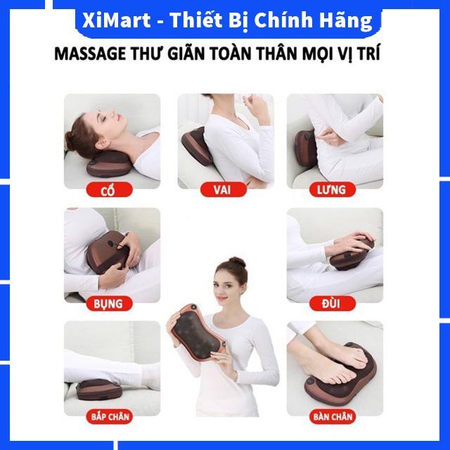 Gối massage hồng ngoại 8 bi mát xa cao cấp Nhật Bản có thể Matxa vai, lưng, cổ, bụng...tiện lợi - BH 1 đổi 1 - XiMart