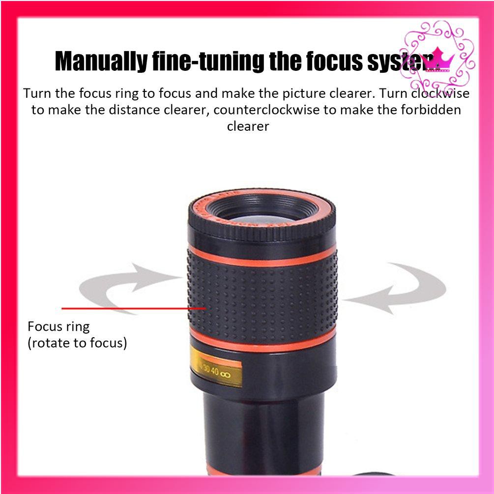 ⚛Mobile Phone Camera Lens 12X Zoom Telephoto Lens External Telescope Clip