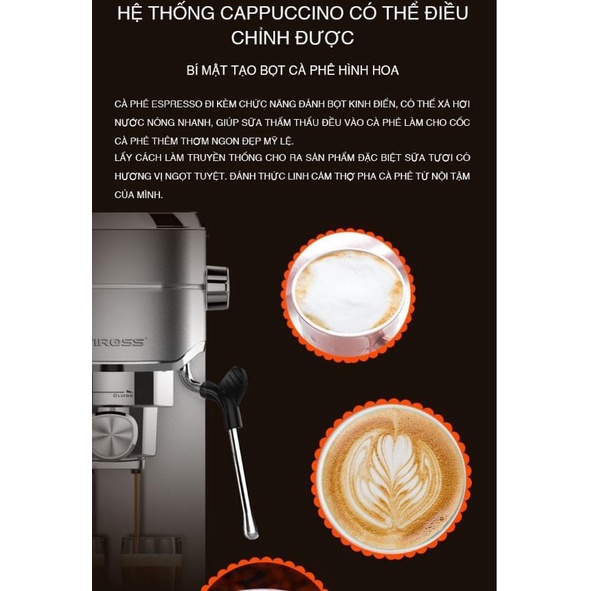 Máy pha cà phê Tiross TS6212, áp lực 15bar, công suất 1450w, bảo hành 12 tháng