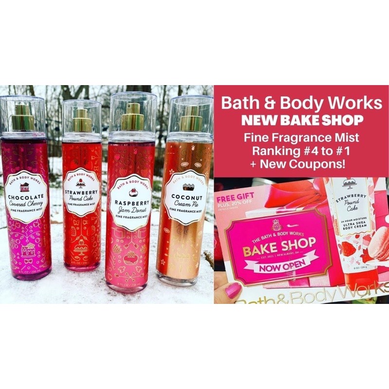 BST Body Mist hương bánh ngọt Strawberry, Coconut, Rasperry Bath and Body Works 2021