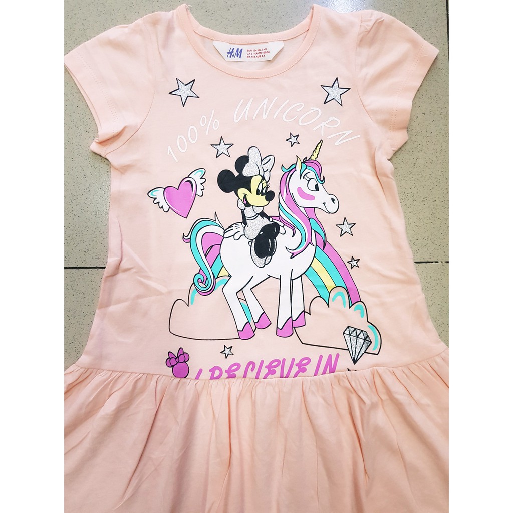 Đầm thun cotton hoạt hình ngựa Pony và mickey
