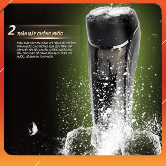 Máy cạo râu điện, Máy cạo râu FLYCO FS873VN 2 lưỡi  hàng chính hãng Việt Nam - Chống nước tuyệt đối IPX7
