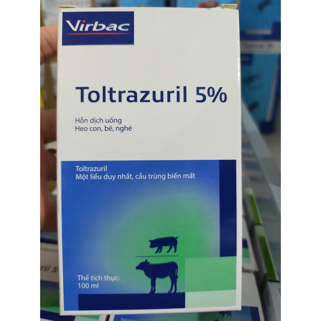[Giá tốt] TOLTRAZURIL 5% 100ml dùng cho tiêu chảy do cầu trùng trên heo con, bê nghé