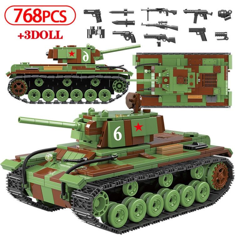 Bộ đồ chơi lắp ráp quân xe tănk Military KV-1 Heavy Panzer Tank WW2 Tank Technic Soldier Weapon Bricks 100070