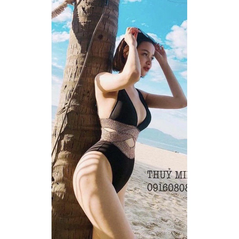Đồ bơi bikini 1 mảnh đính đá khoét bụng | BigBuy360 - bigbuy360.vn
