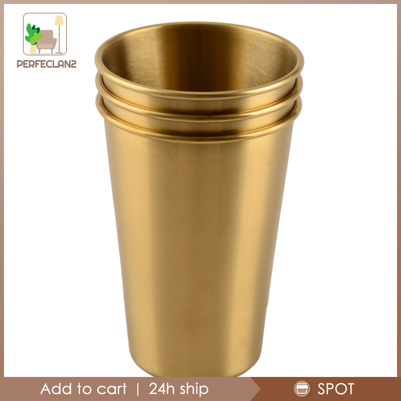 [PERFECLAN2]Stainless Steel Coffee Tea Mug Cup-Camping/Travel Pint Tumbler Kitchen Gold