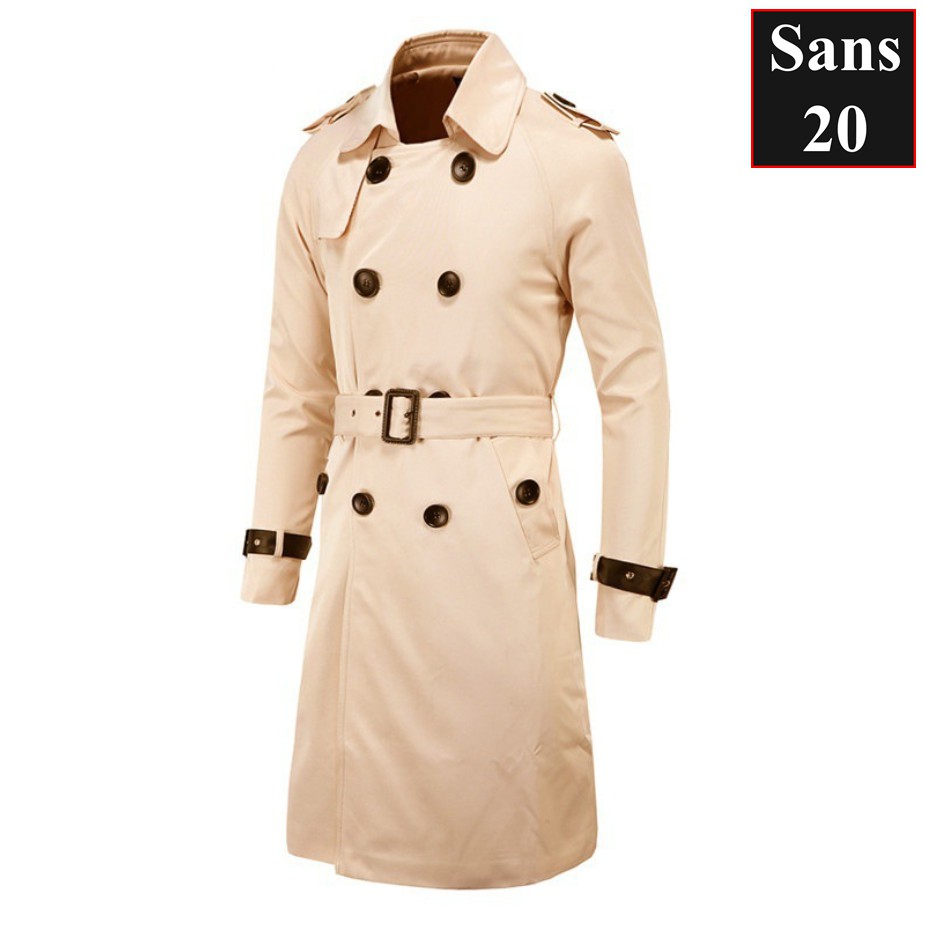 Áo khoác kaki nam dáng dài Sans20 măng tô cao cấp khaki kèm đai mangto hàn quốc trench coat men
