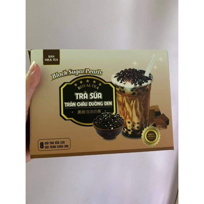 8Set trà sữa trân châu đường đen/socola/ô long nướng
