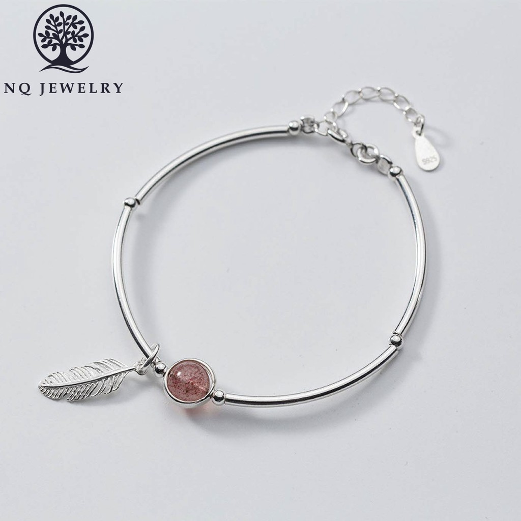 Lắc bạc dâu charm lá - NQ Jewelry