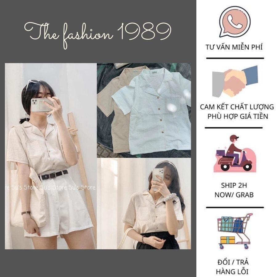 Áo sơ mi viền cổ vest cực đẹp, áo ngắn tay phù hợp khi kết hợp với nhiều loại áo | BigBuy360 - bigbuy360.vn