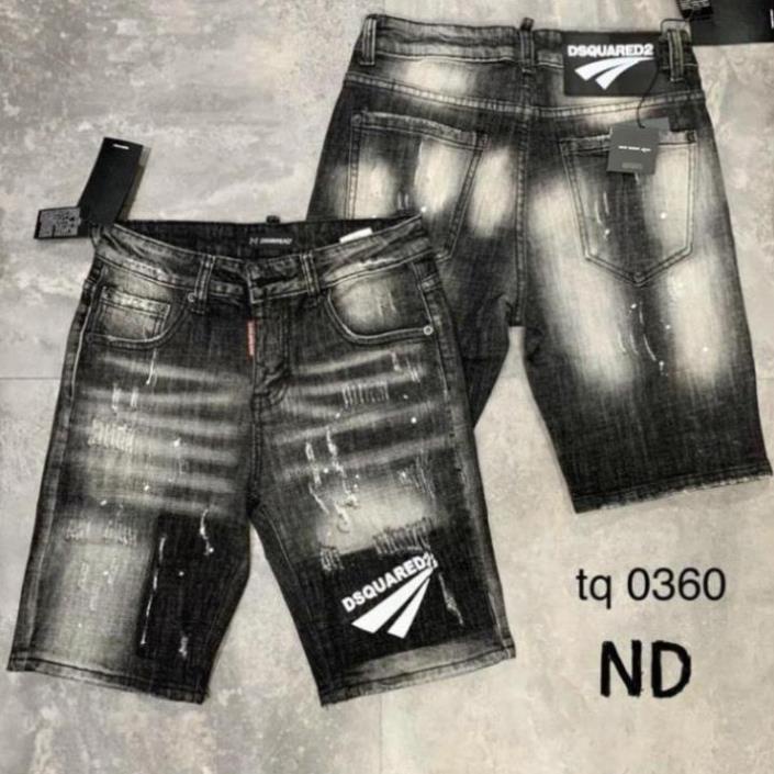 -Quần Jean cộc_Ngố DSQ xanh rách gối cho Nam 2021 ! * 🥇 !