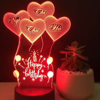 Đèn ngủ HAPPY BIRTHDAY, Đèn chúc mừng sinh nhật, quà tặng sinh nhật, Đèn decor phòng ngủ