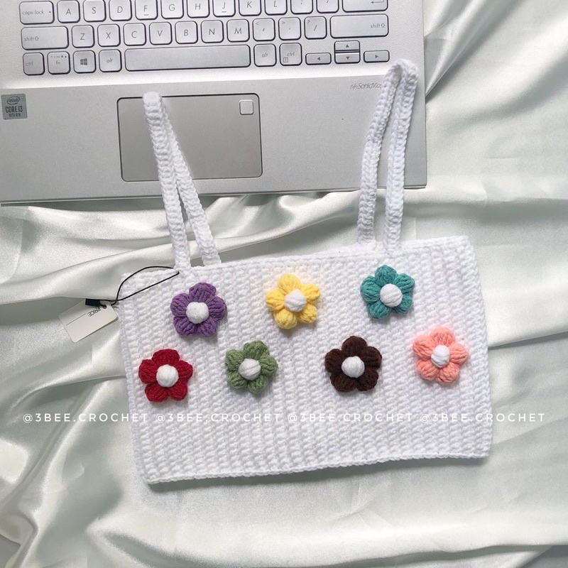 Áo dây len Crochet Flower đủ màu by 3bee.crochet