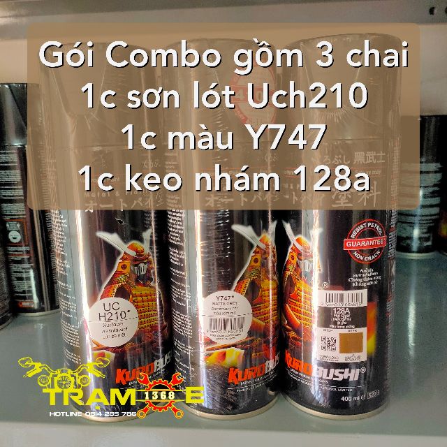 SƠN SAMURAI GÓI COMBO MÀU XÁM NHÁM MỜ, VÀNG CÁT Y747 GỒM 3 CHAI