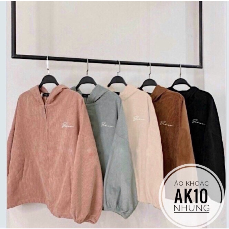 BIGSIZE Áo khoác nhung khoá kéo AK10