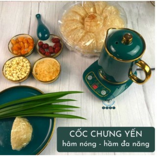 Cốc chưng yến, ly chưng yến kèm đế điện đa năng - Thố chưng yến - MÀU XANH CỔ VỊT