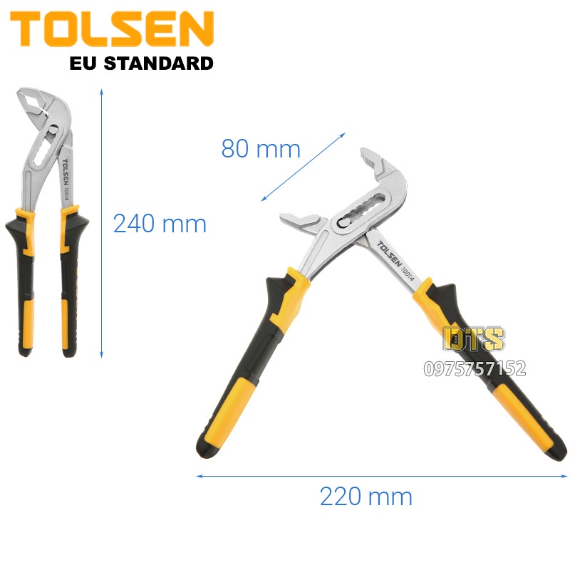 Bộ dụng cụ sửa chữa đa năng công nghiệp 3 trong 1 TOLSEN, kìm điện, mỏ lết kìm mỏ quạ thép CrV cao cấp mạ Niken chống gỉ