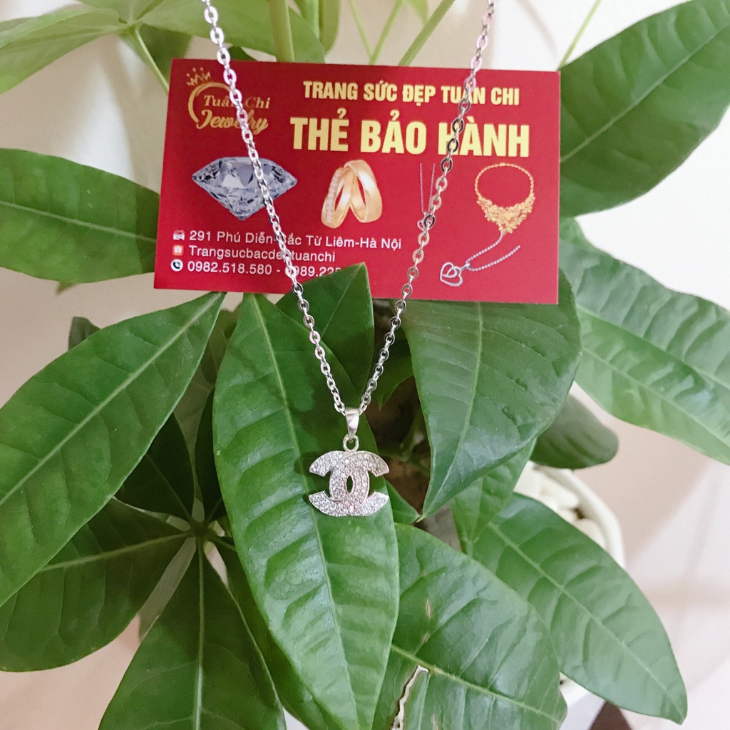 HÀNG CHUẨN Dây Chuyền Nữ, Vòng Cổ Hình Chữ Bạc, Đính Đá Nổi Bật, Sang Trọng