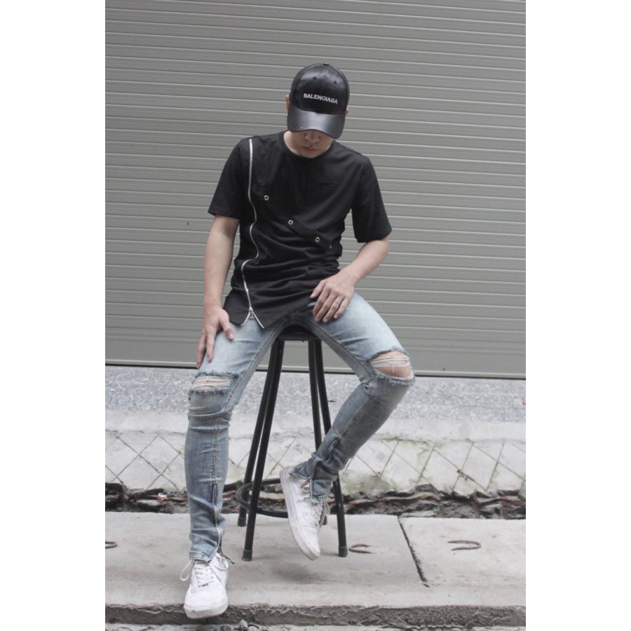 Áo thun nam streetwear zipper Lexuza 133