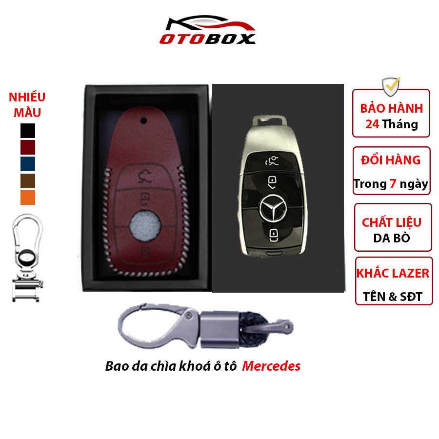 Bao da chìa khoá ô tô mercedes form to C200, C250, C300, GLC200, GLC250 bọc chìa khoá chống xước OTOBOX