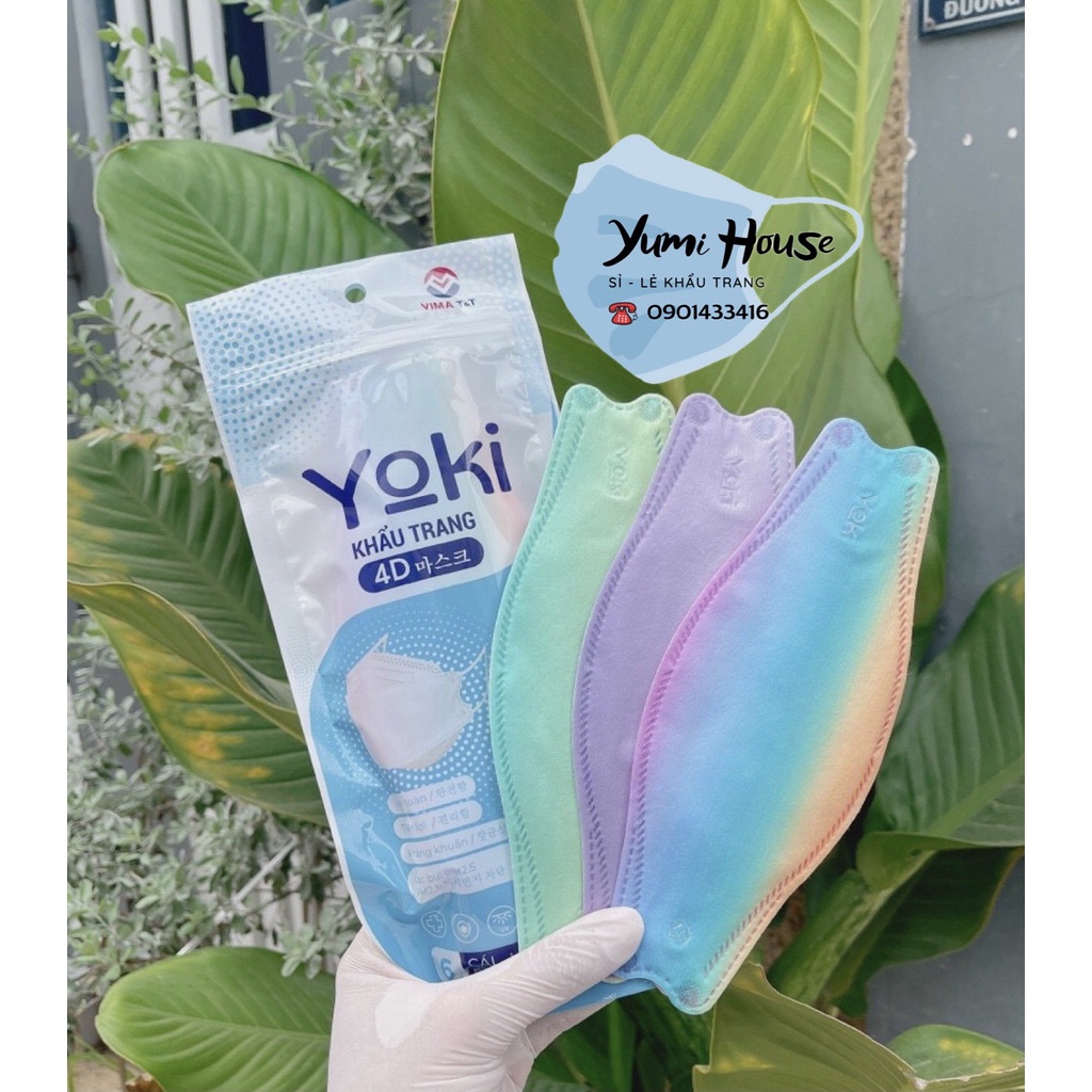 (HOT) Khẩu trang 4D KF94 Yuki / Yoki 1 Bịch 6 Chiếc 4 Lớp Màu Omber Hàng Công Ty