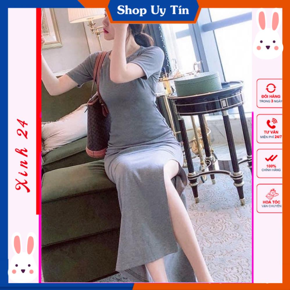 Đầm body tay ngắn / váy dáng dài xẻ quyến rũ [Ảnh thật kèm video] | BigBuy360 - bigbuy360.vn