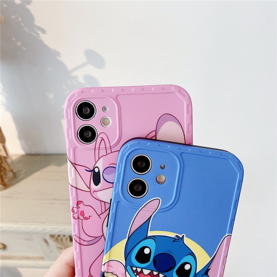 Soft Plastic Phone Cases Cute Couple cartoon Popular logo stitch Case suitable for iPhone12 mini 11 PRO MAX 7/8plus SE2020 X/XS XR XSMAX