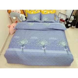 Trọn bộ ga phủ chần bông 5 món - hoa baby