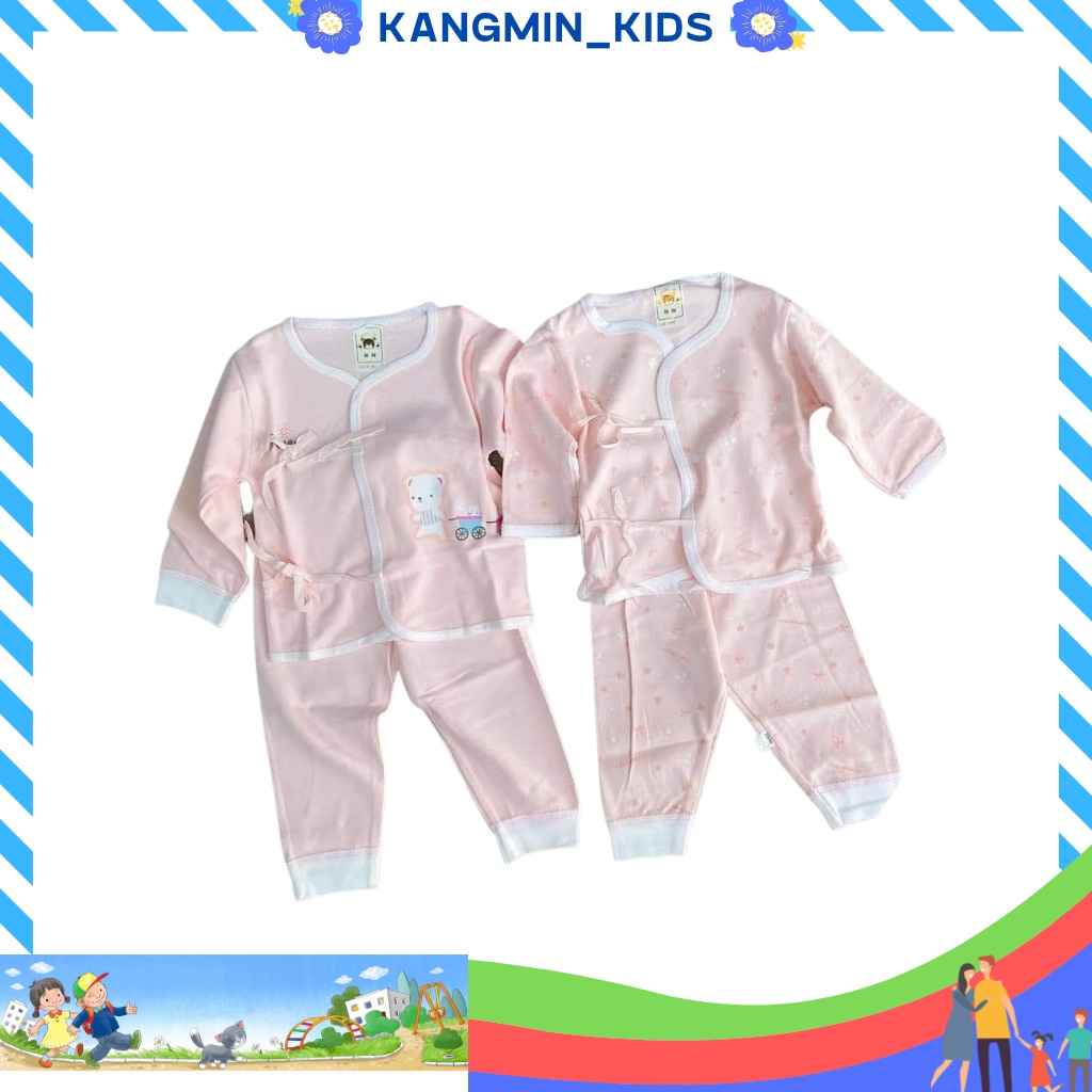 Bộ quần áo trẻ em dài tay cho bé  SS02, Bộ sơ sinh dài tay thu đông cao cấp cho be trai bé gái từ 3-7kg Kangmin-kids