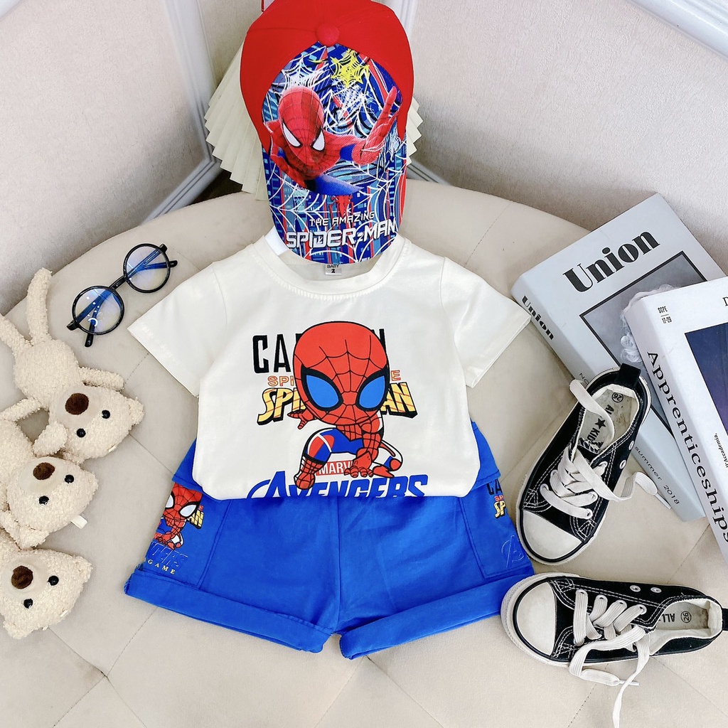 Bộ quần áo siêu nhân nhện cho bé bộ siêu nhân nhện cho bé trai 8-18kg Củ khoai tây shop chất cotton thoáng mát