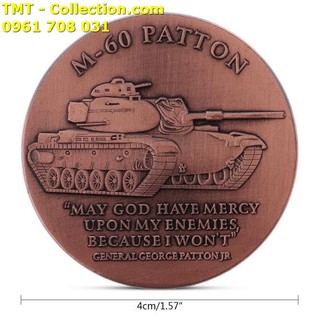 Xu Lưu Niệm Xe Tăng M60 Patton Mỹ, được chạm khắc khéo léo, tinh xảo và nhỏ gọn; đường kính xu 4cm-SP002417