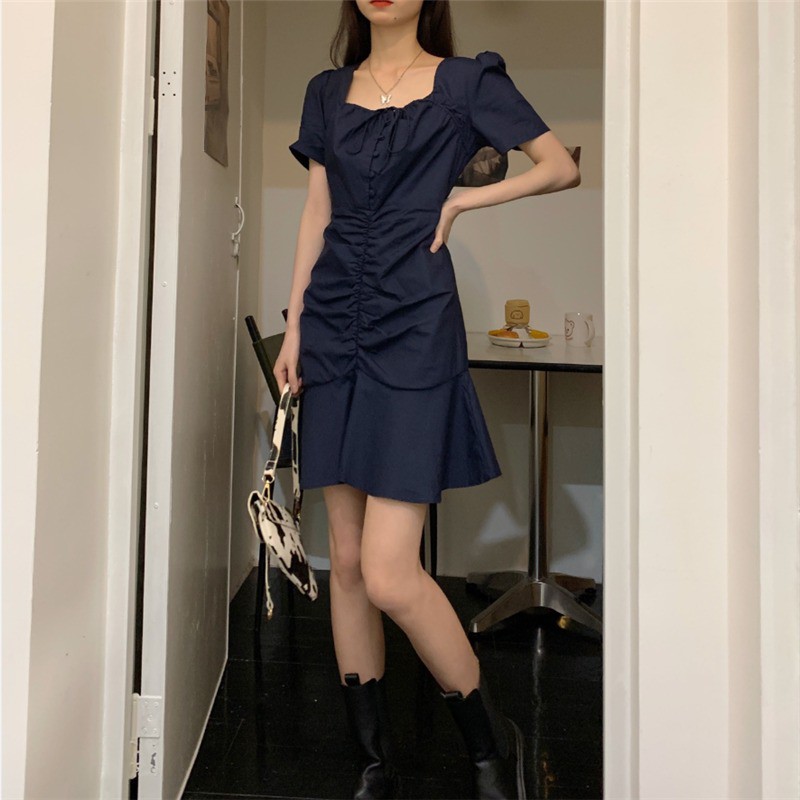 Váy xinh ôm cổ rộng chất thô ulzang | BigBuy360 - bigbuy360.vn