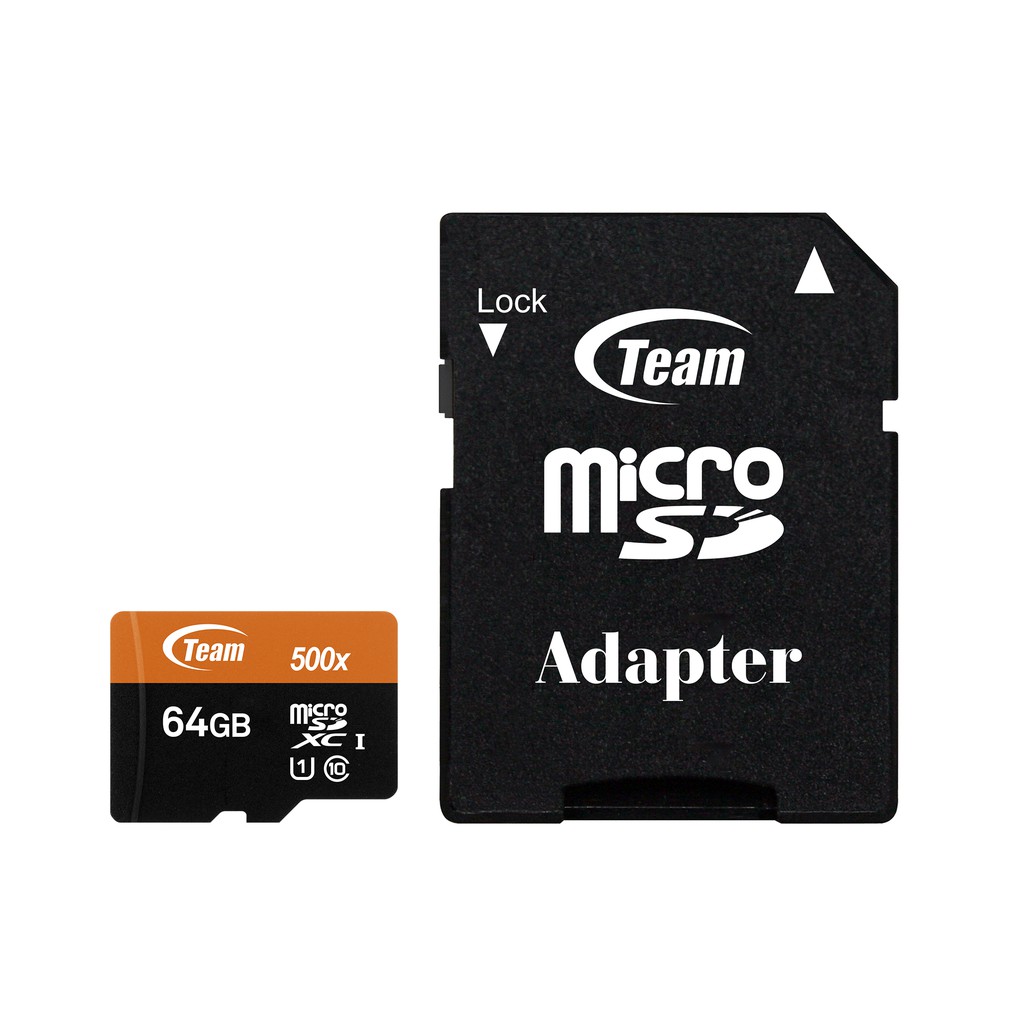 Thẻ nhớ microSDXC Team 64GB 500x upto 80MB/s C10 UHS-I kèm Adapter (Cam) tặng đèn LED cổng USB