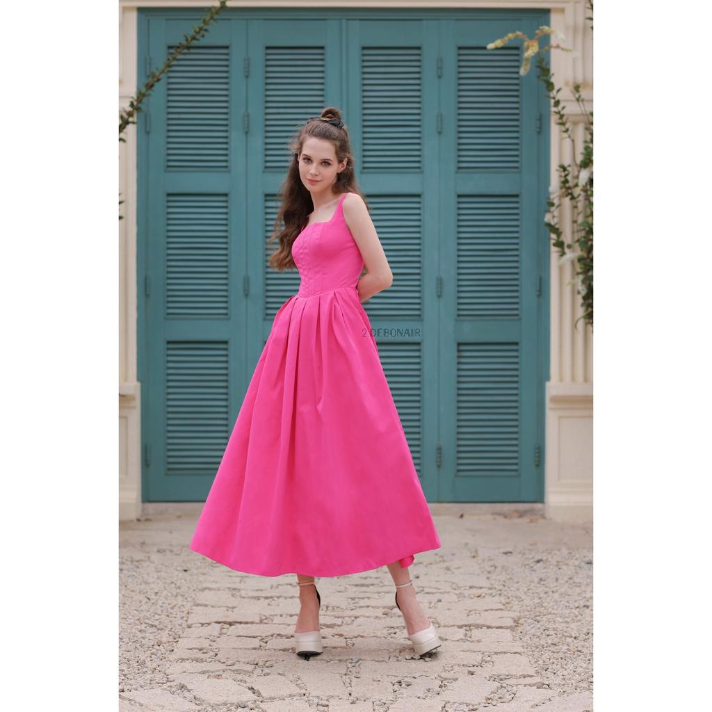 Đầm xòe 2 dây tôn dáng tặng kèm dây hoa vải Luna Dress