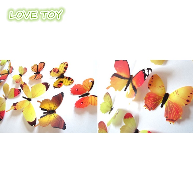 Nkodok 12Pcs 3D Wall Stickers Fridge Magnet Butterflies DIY Sticker Home Decor Kids Rooms Wall Decoration